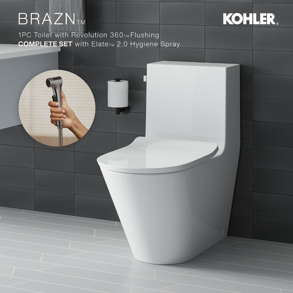 Jual (Complete Set) KOHLER Brazn Kloset Duduk Toilet 1PC Revolution 360 ...