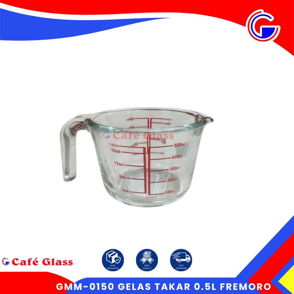 Gelas Takar Kaca 500Ml / Measuring Cup Kimia Laboratorium Fremoro / Gelas Ukur Tahan Panas Microwave