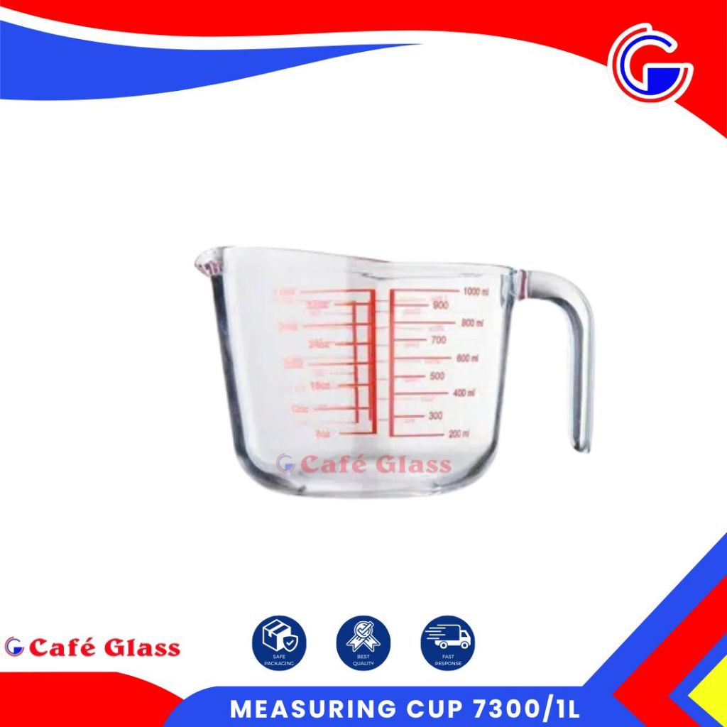 Gelas Takar Kaca 1000Ml / Measuring Cup Kimia Laboratorium 7300 / Gelas Ukur Tahan Panas Microwave