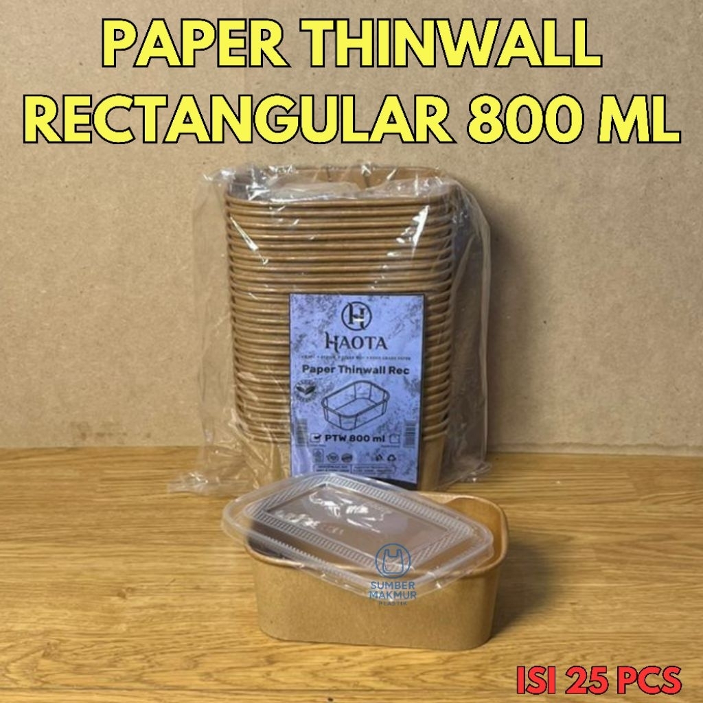 Jual Paper Thinwall Rectangle 800ml + Tutup Isi 25pcs | Kotak Makan ...