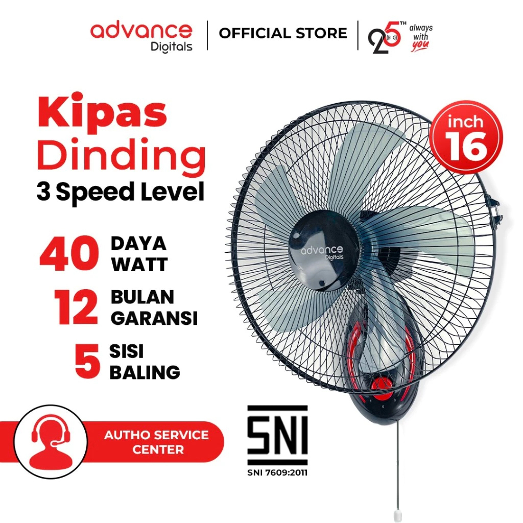 [COD] Advance Kipas Angin Dinding Besi 16 Inch 40W Hemat Daya Fan 16/1605/1835/1846
