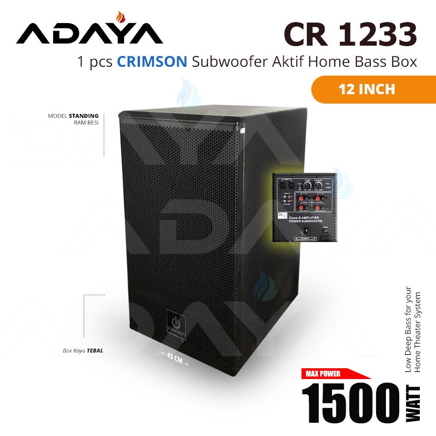 SUBWOOFER AKTIF Crimson CR 1233 SPEAKER 12 Inch Home Theater Karaoke Audio  Bass Box