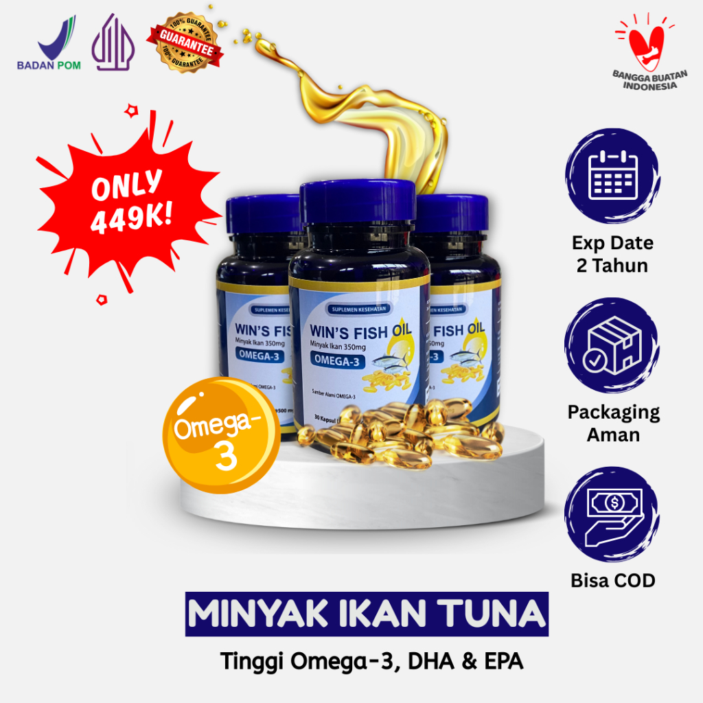 Jual Win's Fish Oil Paket 3 Botol – Suplemen Omega 3 Minyak Ikan Tuna ...