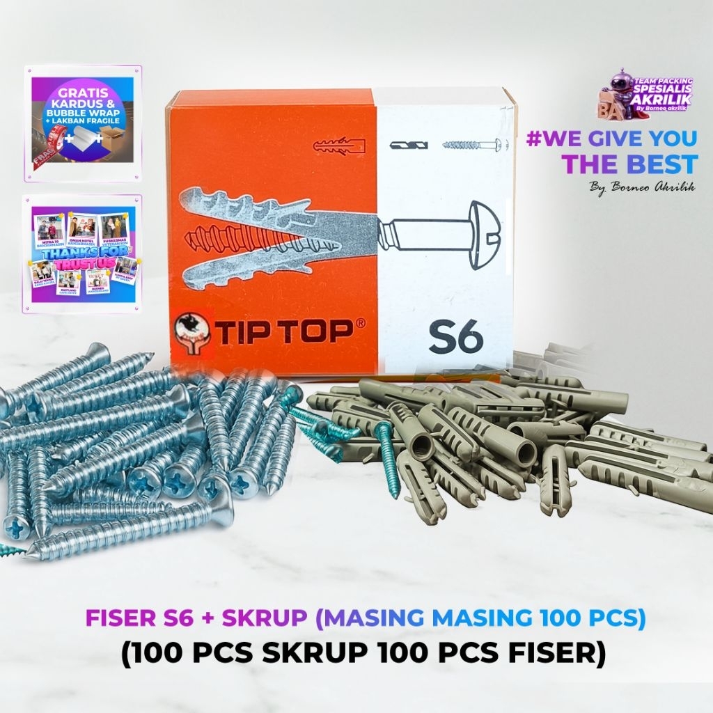 Jual FISER S6 + Skrup 100 Pcs FISER 100 Pcs Skrup Baut Perlengkapan ...