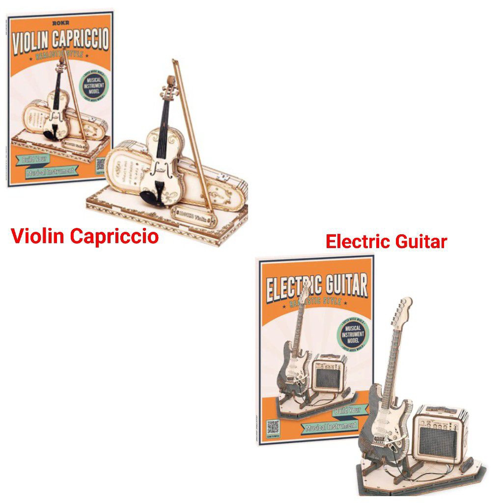Jual Mainan Kreatif Bangunan ROKR Rolife Puzzle Kayu 3D Biola Violin ...