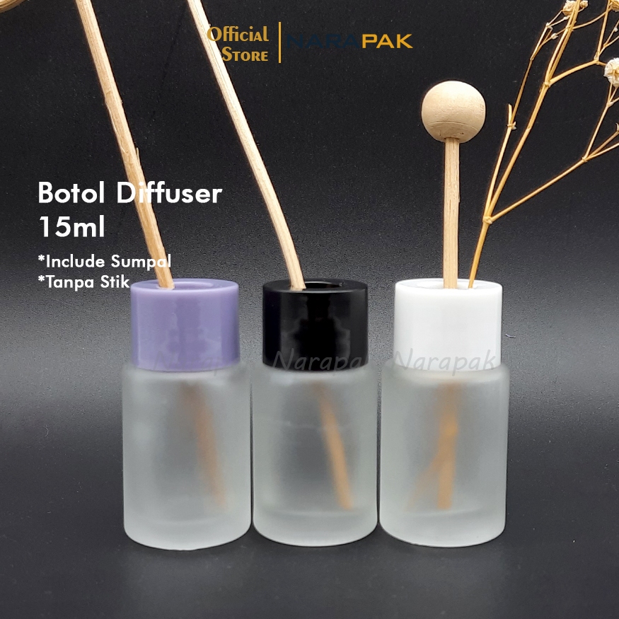 Jual Botol Diffuser 15ml Kaca Frosted DOF Bahu Datar 15BD Ring Warna ...