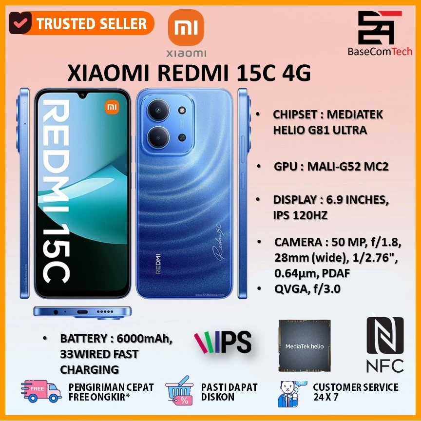 Xiaomi Redmi 15C 4+128GB – Display 6.9" 120Hz, Helio G81-Ultra, Batteria 6000mAh, Ricarica 33W (nero) - 4