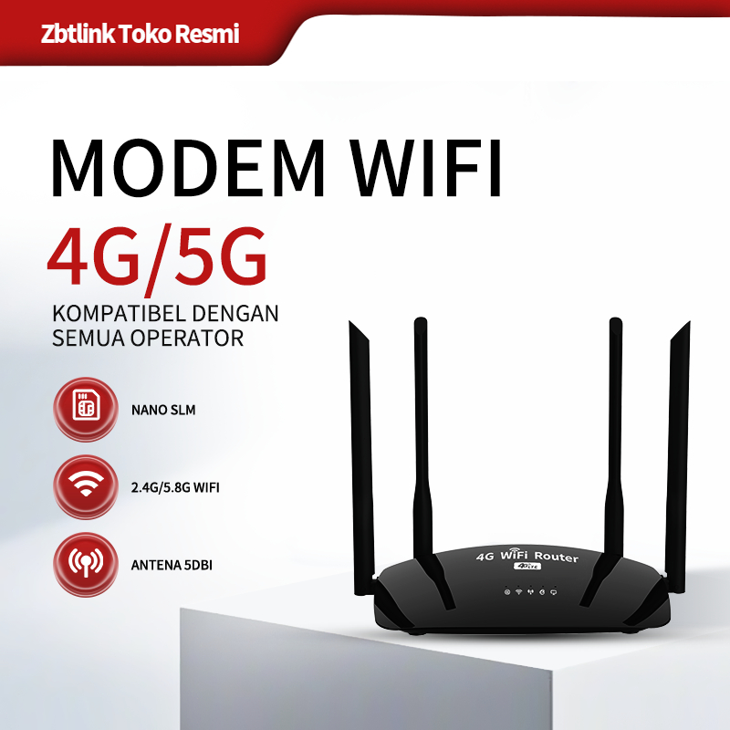 Zbtlink Kompatibel dengan semua operator seluler Modem WiFi 4G Router LTE 500Mbps