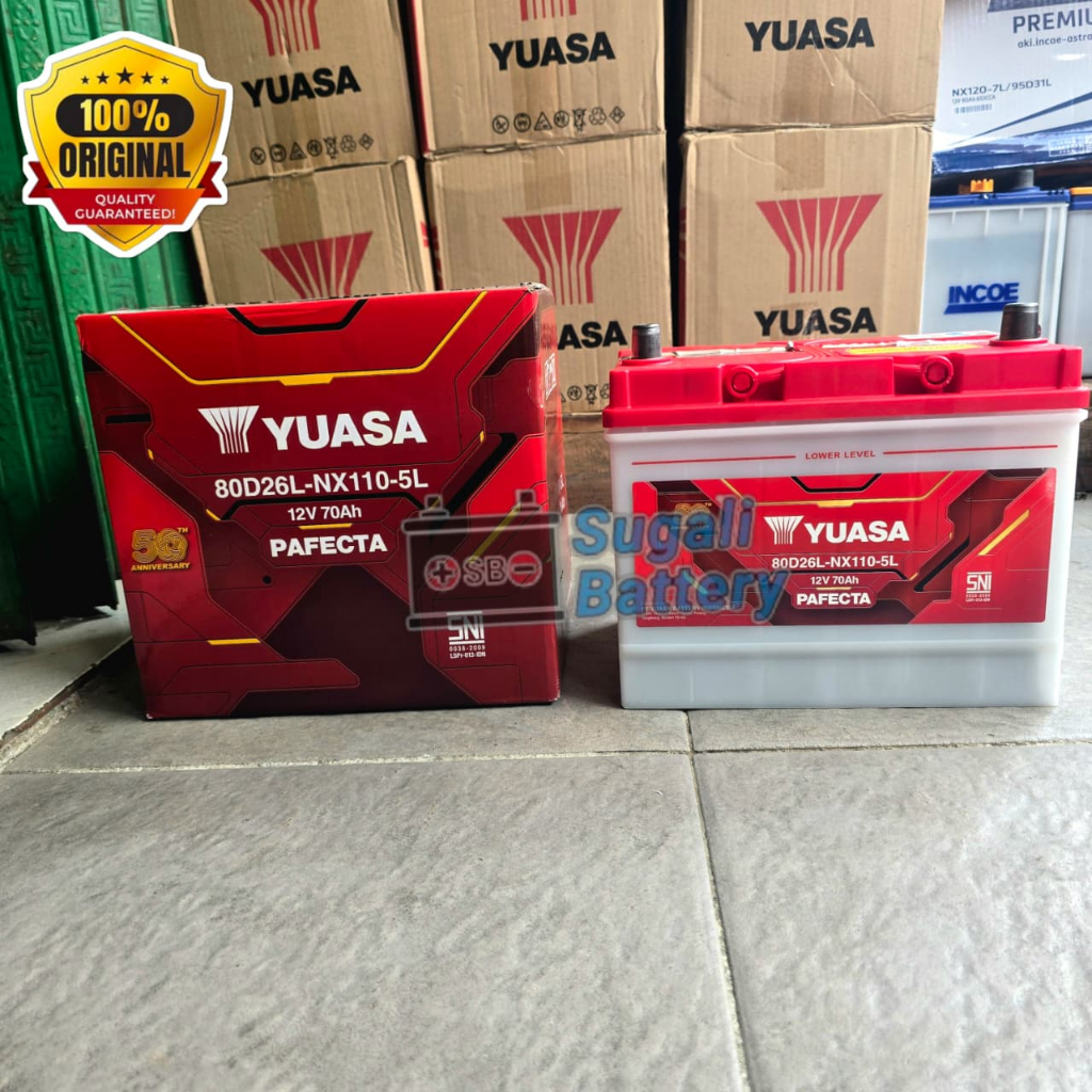 Jual Aki Mobil YUASA 80D26L NX110-5L Aki Basah 12V 70Ah ORIGINAL YUASA ...