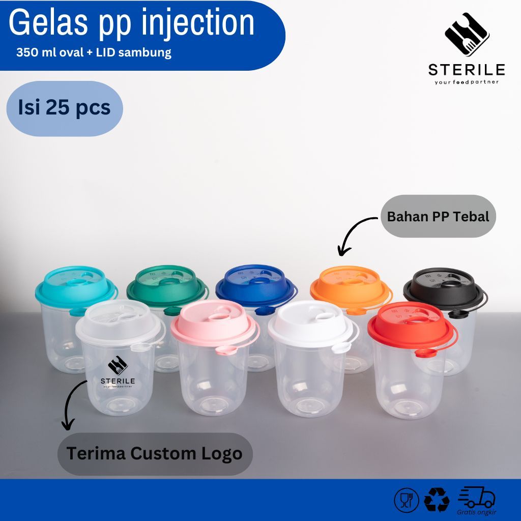 Jual GELAS THINWALL OVAL 380 ML 12 OZ + TUTUP @25 PCS / GELAS PP INJECT ...