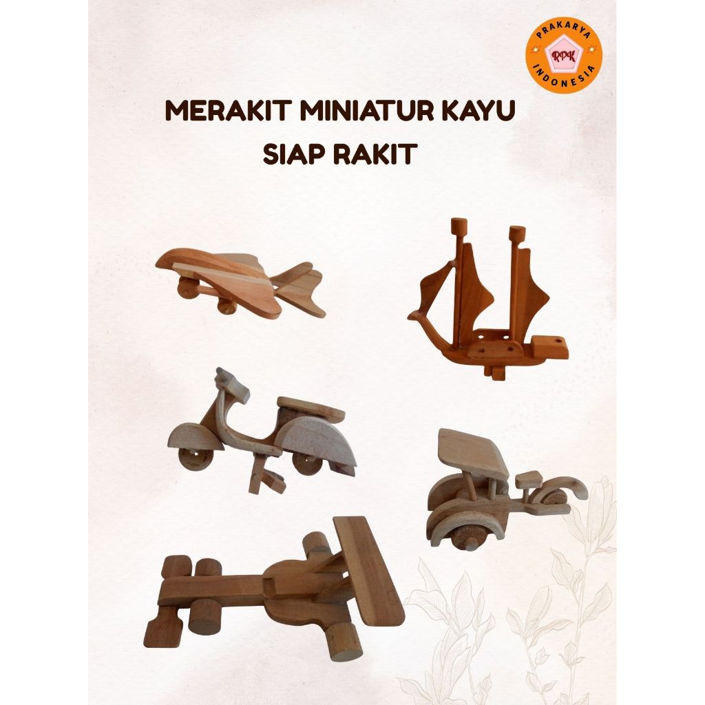 Paket miniatur kayu siap rakit bahan kerajinan tangan