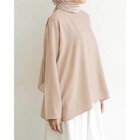 MISTYVORI Tiva Blouse Wanita Lengan Panjang Polos Anti Kusut Baju Atasan Kerja Hijab Casual