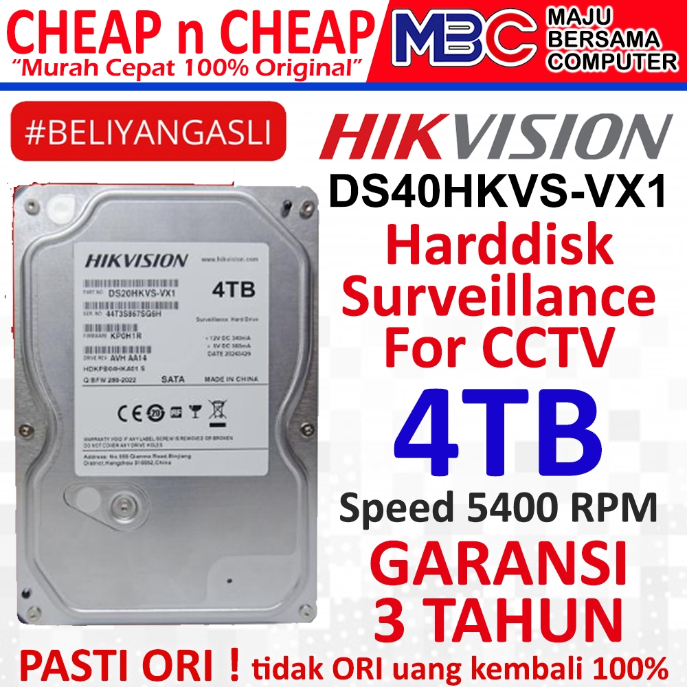 Jual Hardisk CCTV HikVision 4TB Garansi 3 Tahun DS40HKVS-VX1 - HDD ...