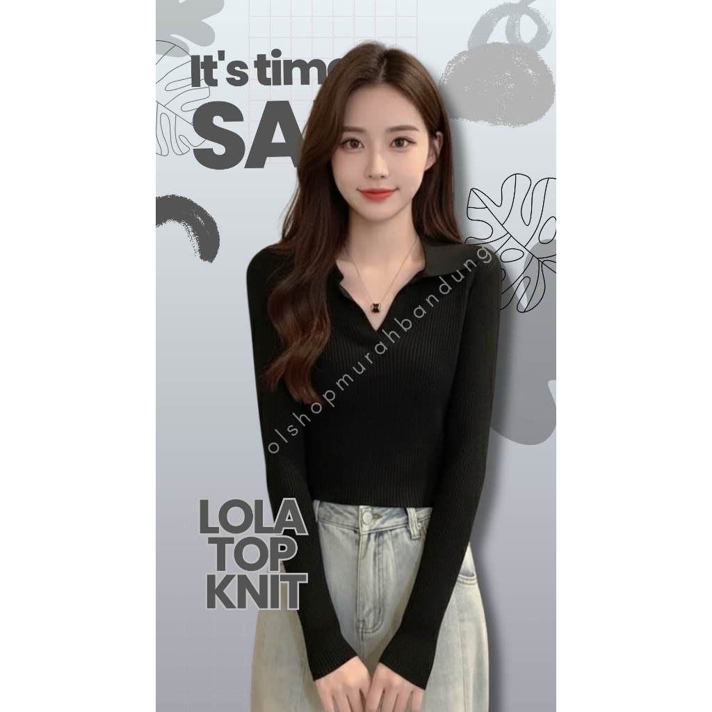 Jual Sweater Kerah Top LOLA-Sweater longhand top fullover tangan ...