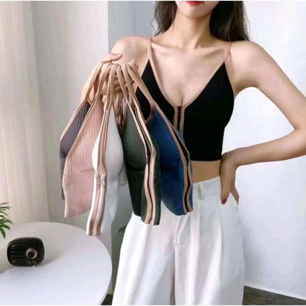 Jual {B18} Bra Sport Model Zipper Bra Tanpa Kawat Modis | Shopee Indonesia