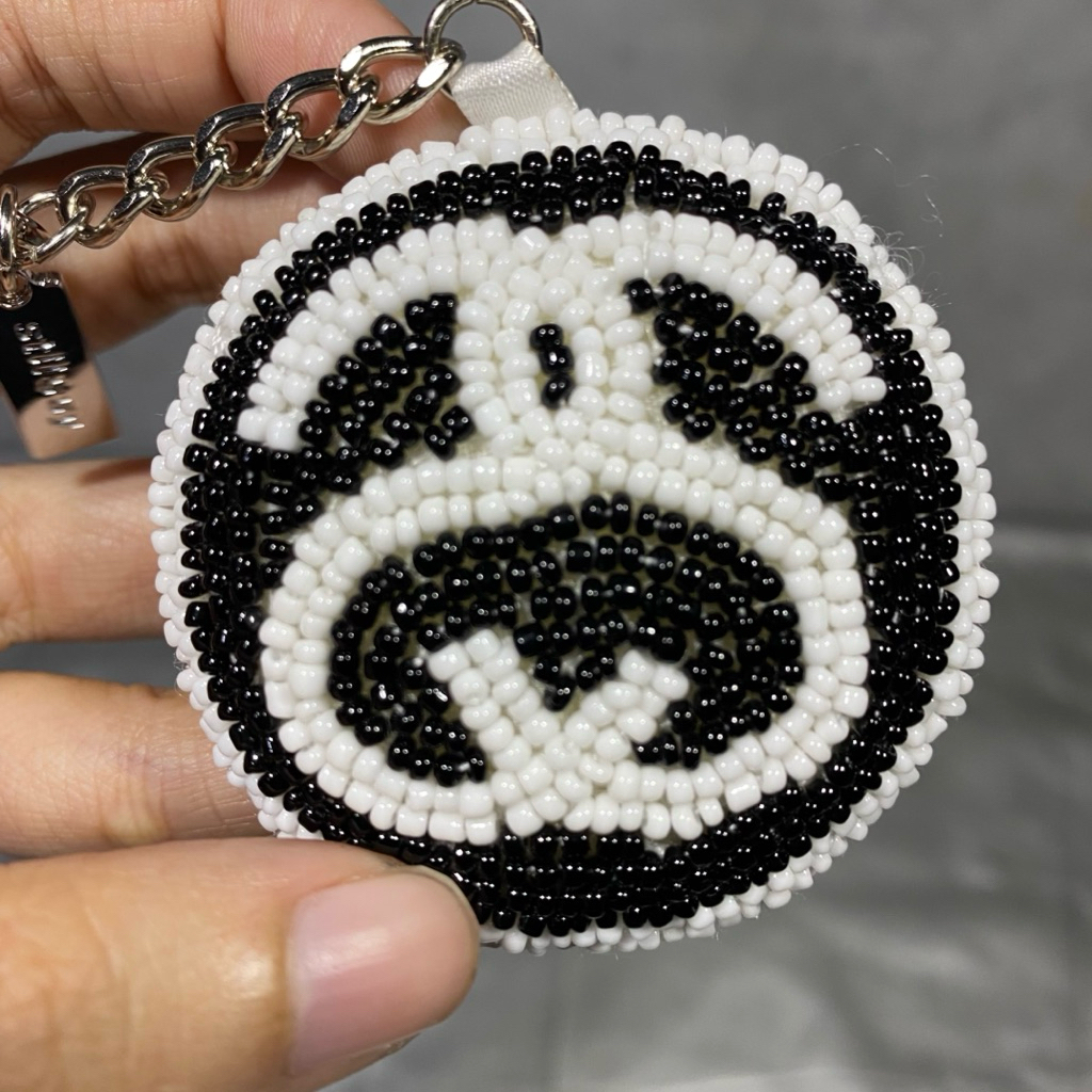 Jual Stussy SS Link Beaded Ball Keychain 'Black/White' SS24