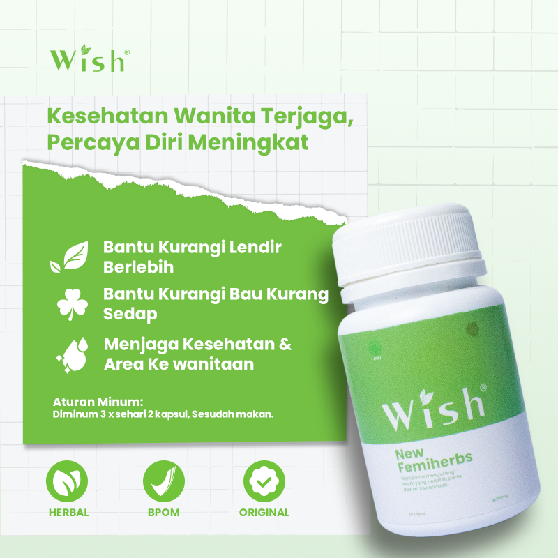 Redakan Nyeri & Lancar Haid Wish Femiherbs dr Boyke - Herbal Menstruasi & Atasi Keputihan - 60 Kapsul