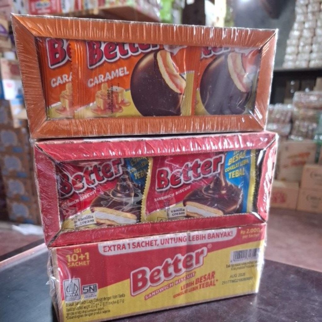 Jual Better Caramel & sandwich biskuit 270gr// isi 10 PCS | Shopee ...