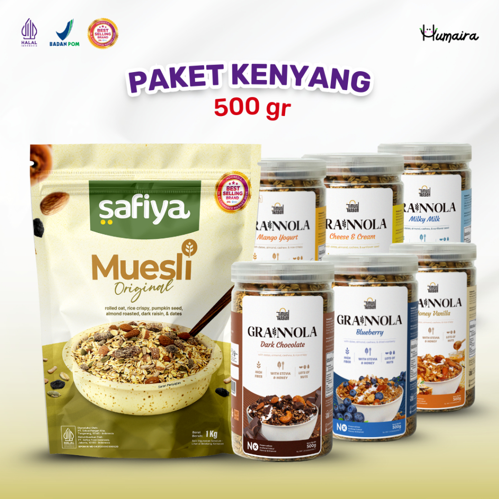 Jual [PAKET KENYANG 500 Gr] – Muesli 500 Gram Safiya + Granola 500 Gr ...