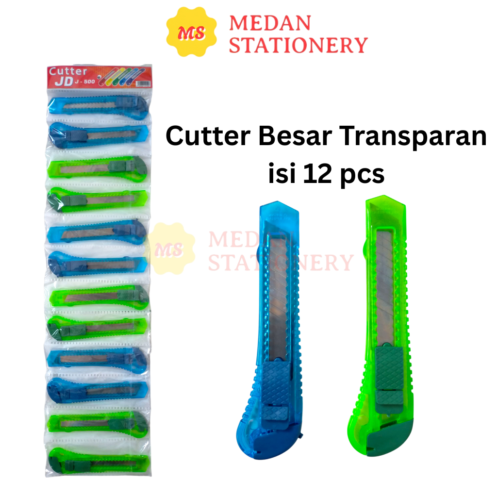 Jual Cutter Besar Renteng Isi 12 Pcs Gagang Bening Transparan | Shopee ...