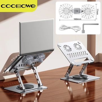 COOBOWE Stand Holder Laptop Stand Aluminium 360° Rotatable Foldable Penyangga Laptop Portable