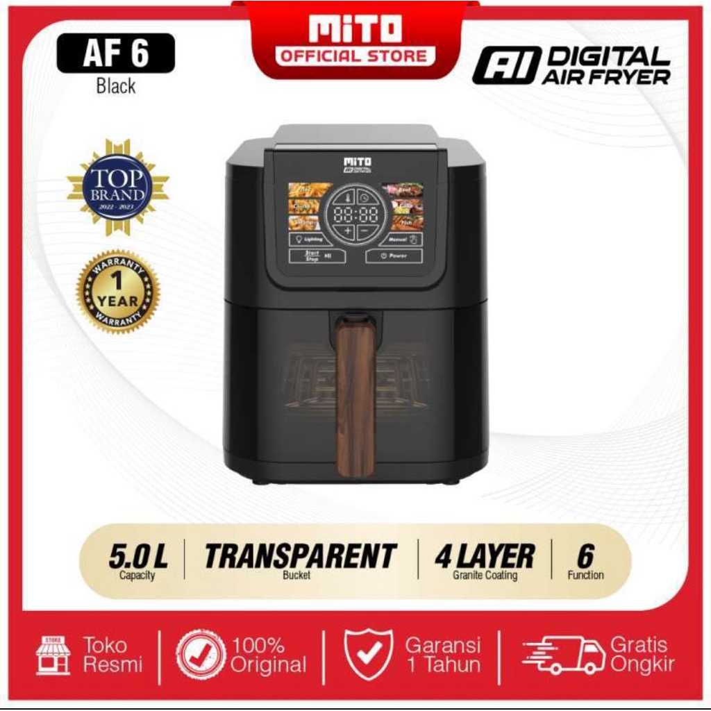 Jual MITO Air Fryer AF6 Smart AI-Fryer Digital, Low Watt, Semi ...