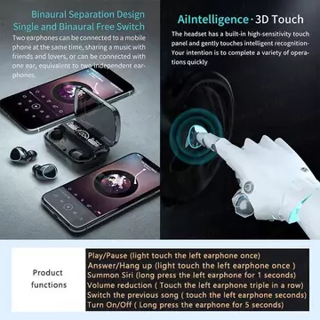 Headset Bluetooth TWS EARPHONE M10 Digital Indicator V5.1 BLUETOOTH