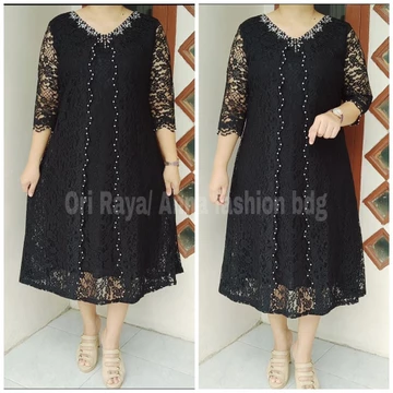 Dress Buka Tutup Sabiyan Full Brokat Xl Xxl Lapis Furing Tangan 7 8
