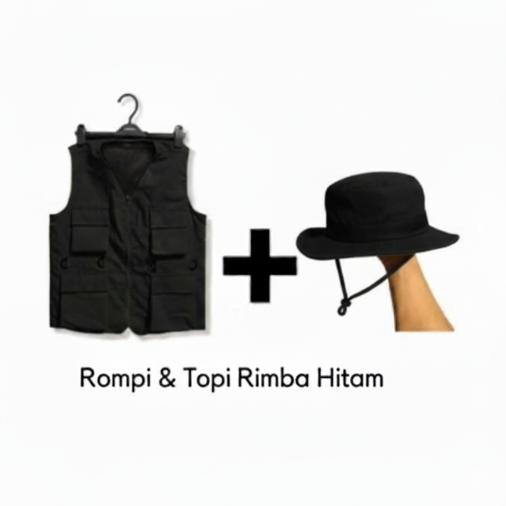 Jual paket rompi topi hitam Rompi HITAM Rompi lapangan Rompi tactical ...