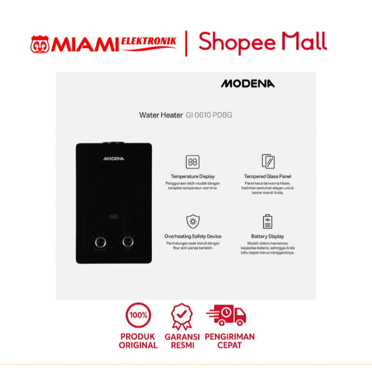 Jual MODENA GI 0610 PDBG / GI0610PDBG GAS INSTANT WATER HEATER | Shopee ...