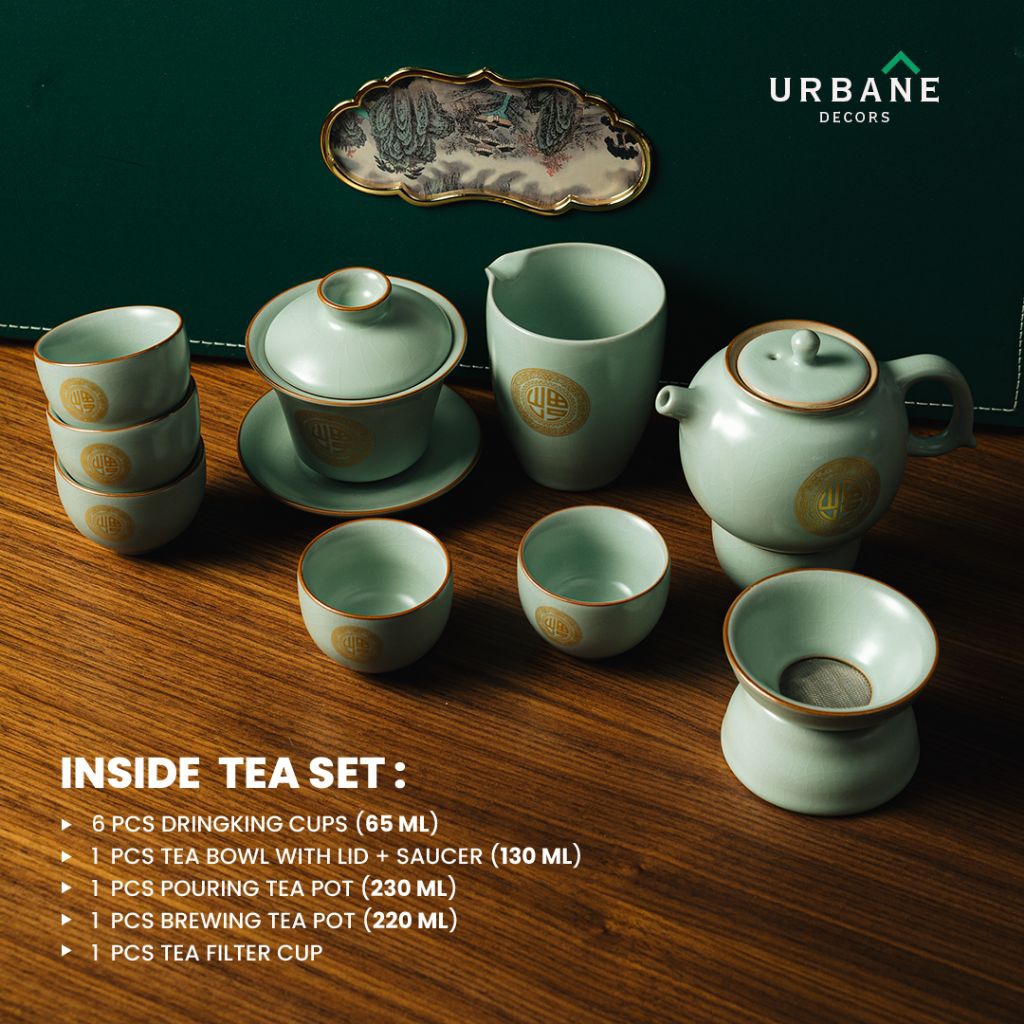 Jual [URBANE] JADE Tea Set 10in1 Ceramic Chinese Tea Set Gift Set ...