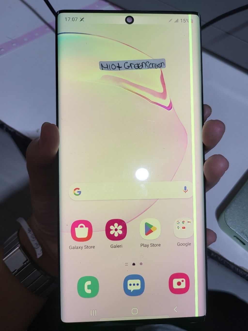 lcd samsung note 10 plus green screen