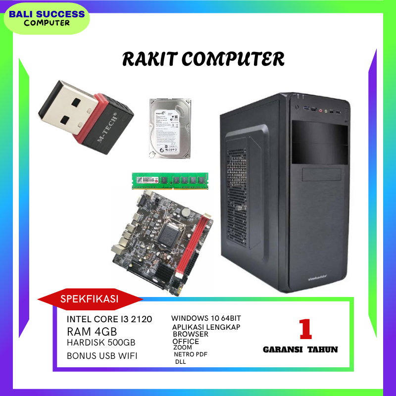 Jual RAKIT PC CORE I3 2120 BONUS USB WIFI GARANSI 1 TAHUN | Shopee ...