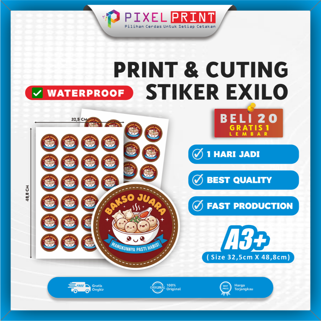 Jual PIXEL PRINT - Cetak / Print & Cutting Stiker Exilo A3+ / Stiker ...