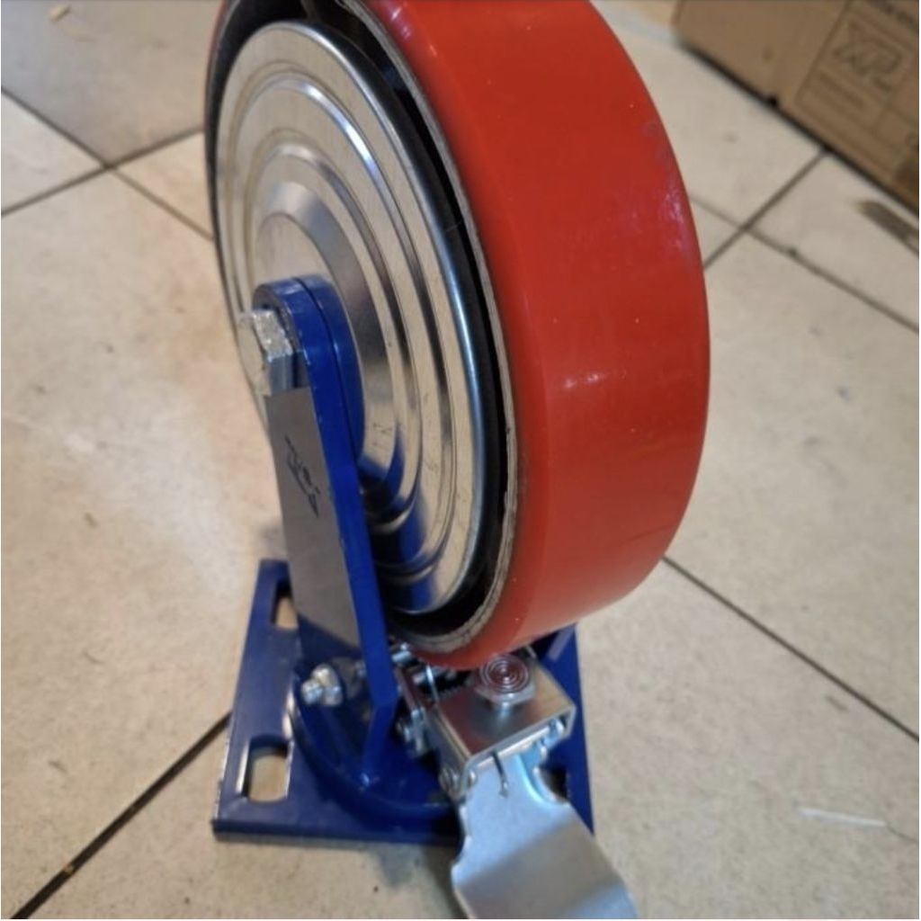 Jual Roda Pu Super Heavy Duty 8 inch Putar+Rem 1000kg | Shopee Indonesia