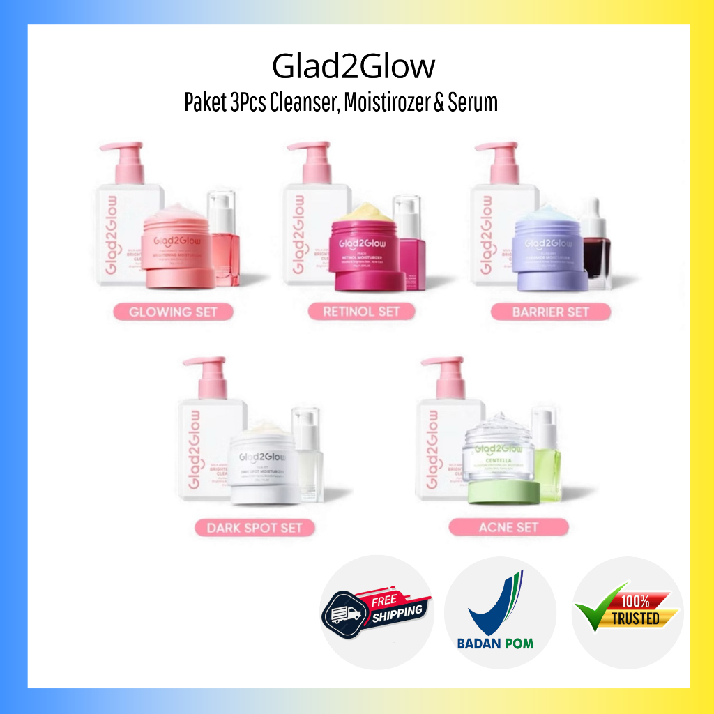 Glad2Glow 3in1 Skincare Paket 3 Pcs Glowing Set