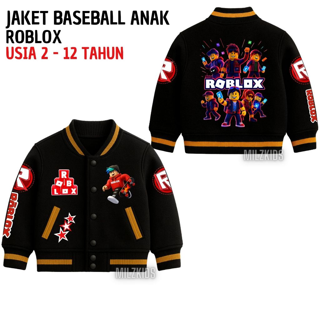 Jual Jaket Varsity Baseball Anak ROBLOX Viral Usia 2 - 12 Tahun UNISEX ...