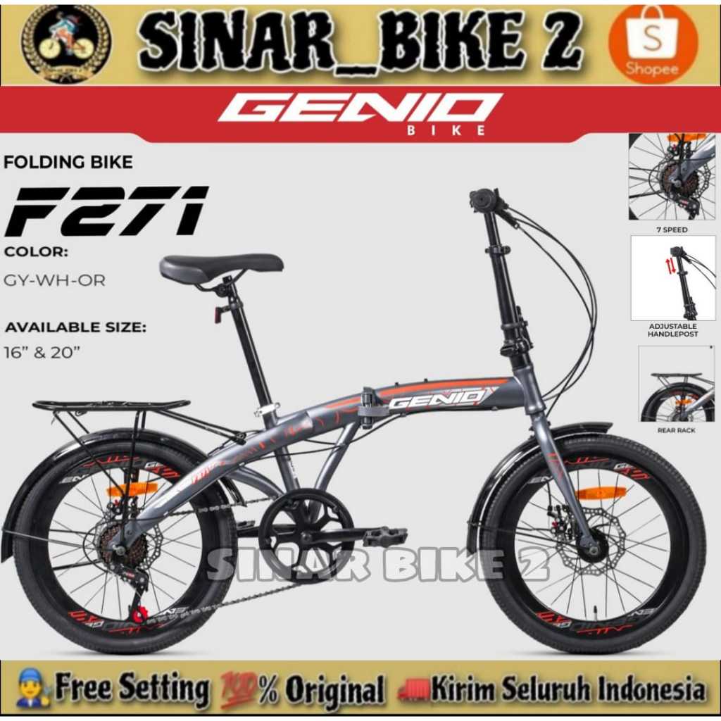Jual Sepeda Lipat Remaja Dan Dewasa GENIO F271 F 271 Ukuran 16 20 Inch ...