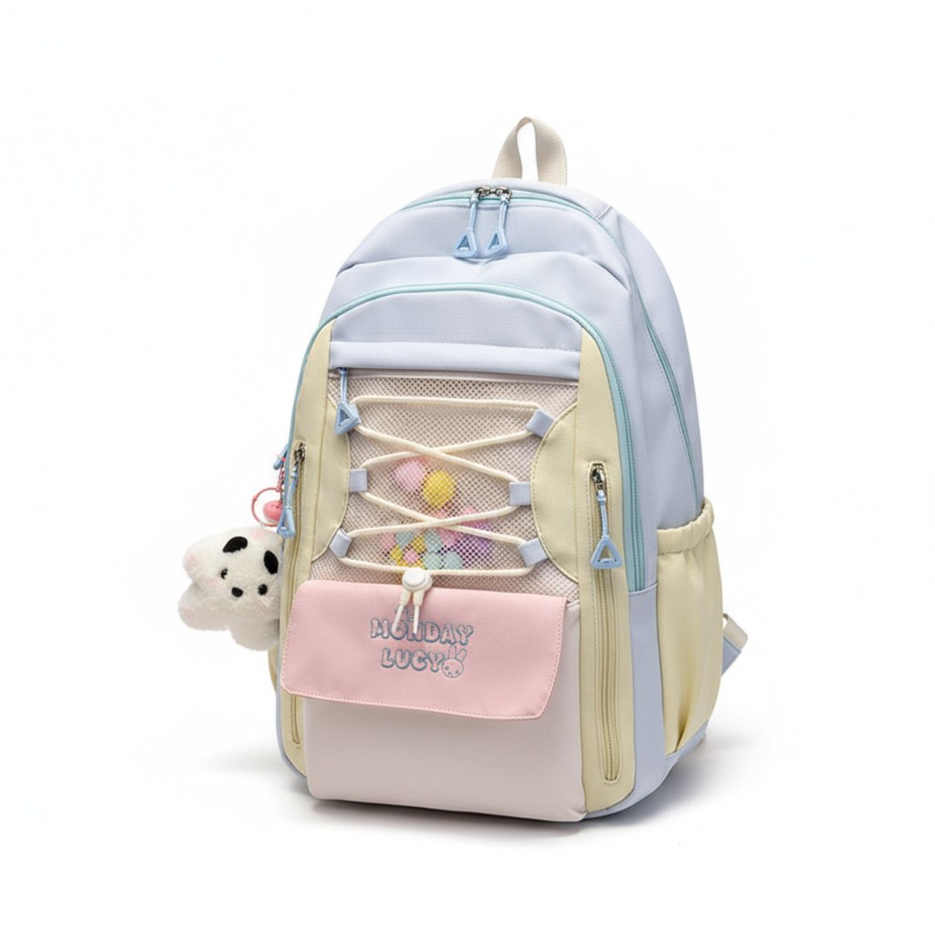 Tas Ransel Cewek Kekinian Simple Waterproof | Tas Sekolah Wanita Muat Laptop