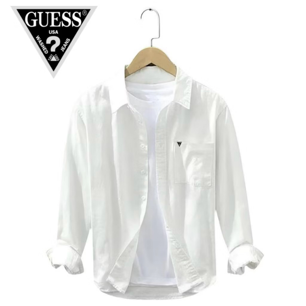 Jual GUESS kemeja pria lengan panjang kemeja GUESS pria slimfit