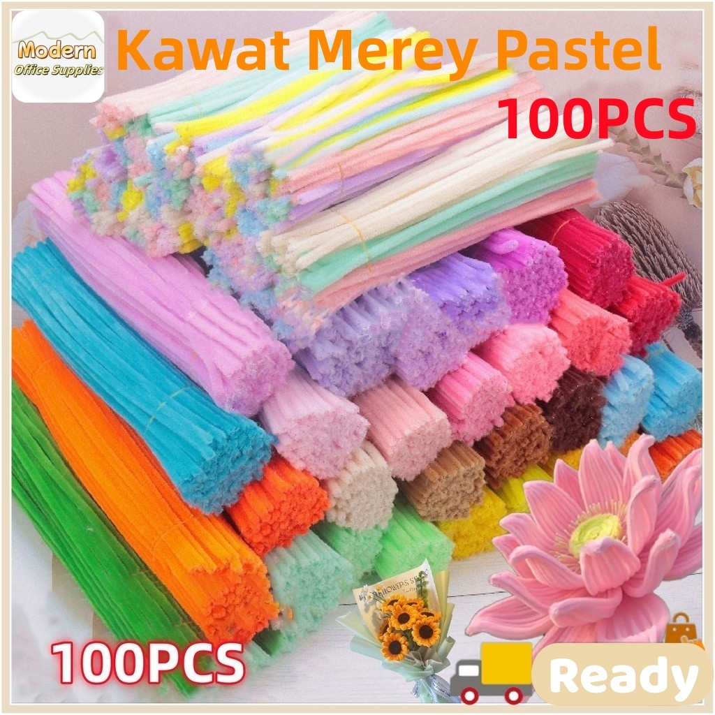 Kawat Bulu Tebal 100 PCS 30CM | Pipe Cleaner Mix Warna DIY Craft Kerajinan Tangan Sekolah Anak