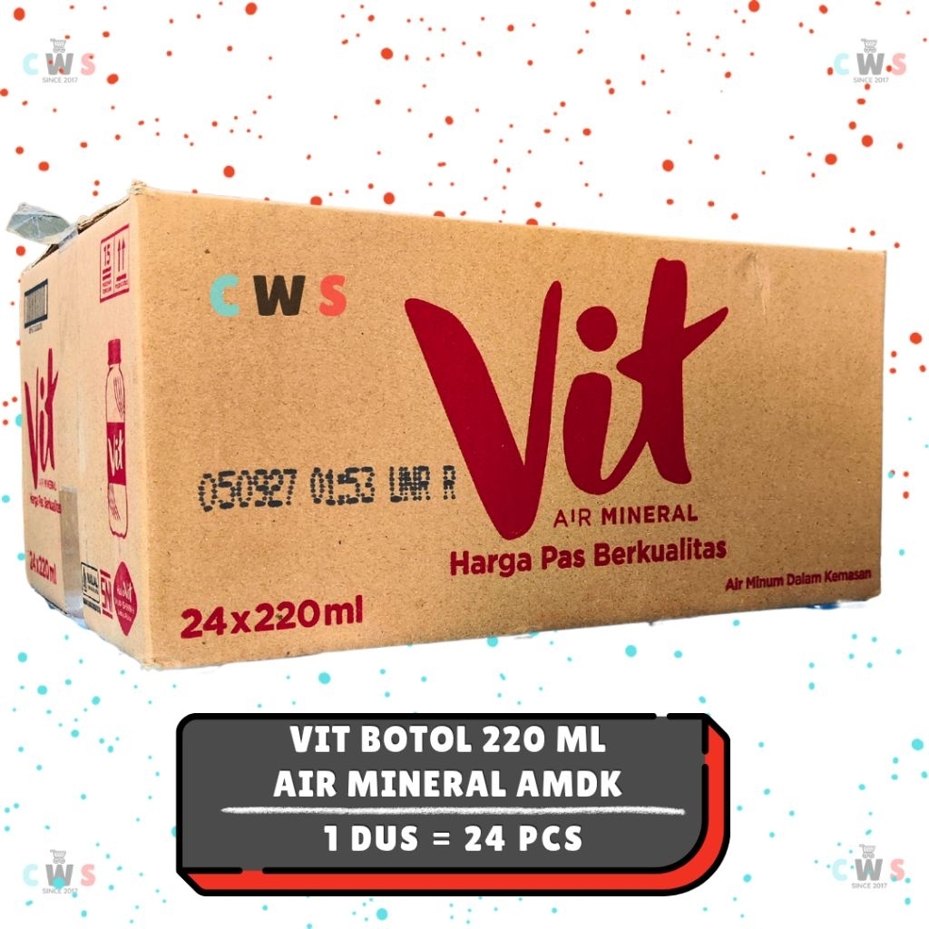 Jual VIT Botol 220 ml Air Mineral Dalam Kemasan AMDK Murah - 1 Dus / 24 ...