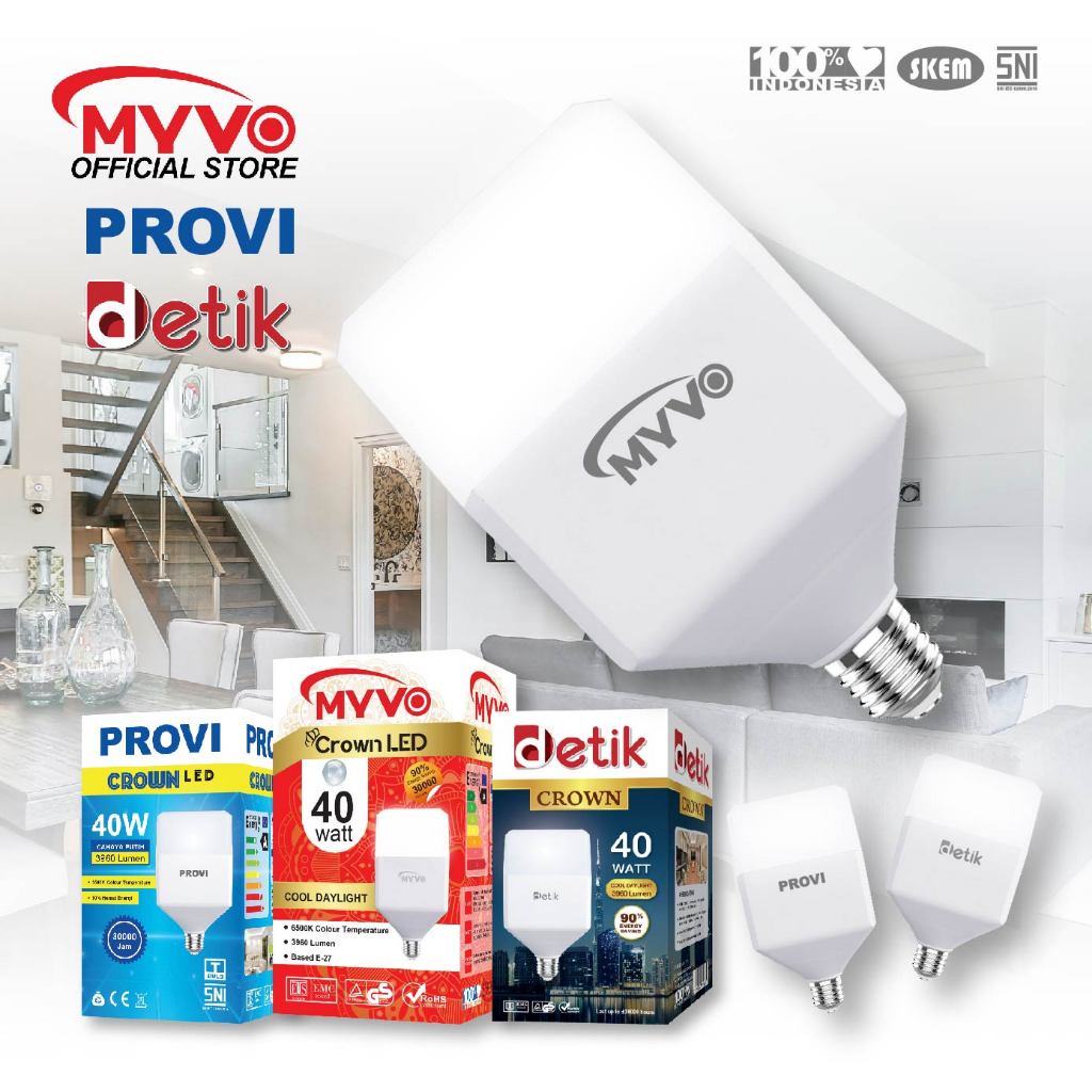 Jual PROVI Lampu LED Crown 5 Watt Square Bohlam Cahaya Putih | Shopee ...