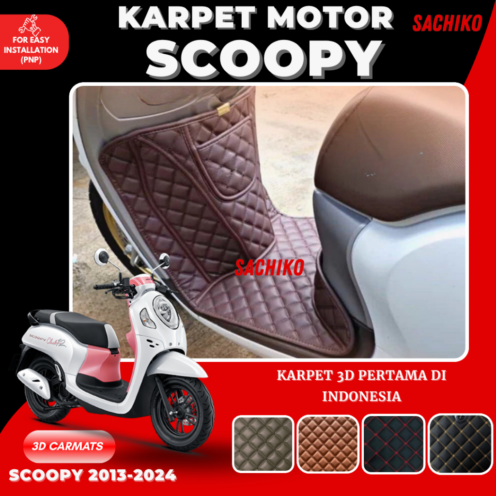SACHIKO Karpet Kulit Premium 3D Honda Scoopy 2013-2025-2026