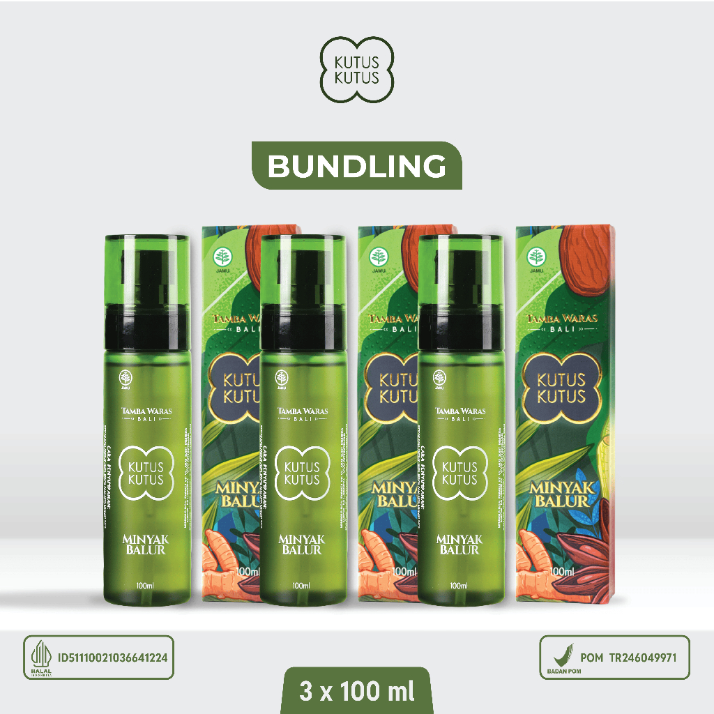 Jual Minyak Kutus Kutus Pijat Balur Herbal Organic Asli 3x100ml