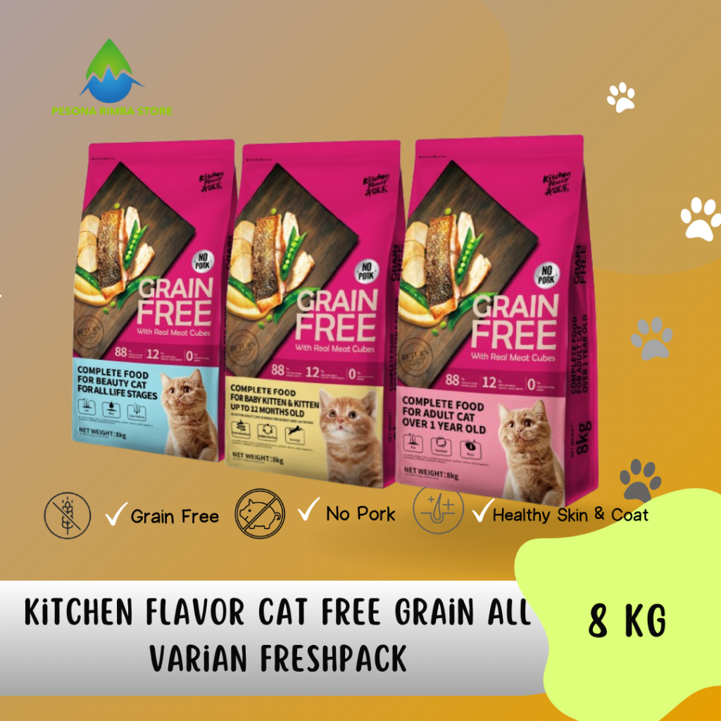 Jual Kitchen Flavor Grain Free Cat Food 8Kg Premium | Shopee Indonesia