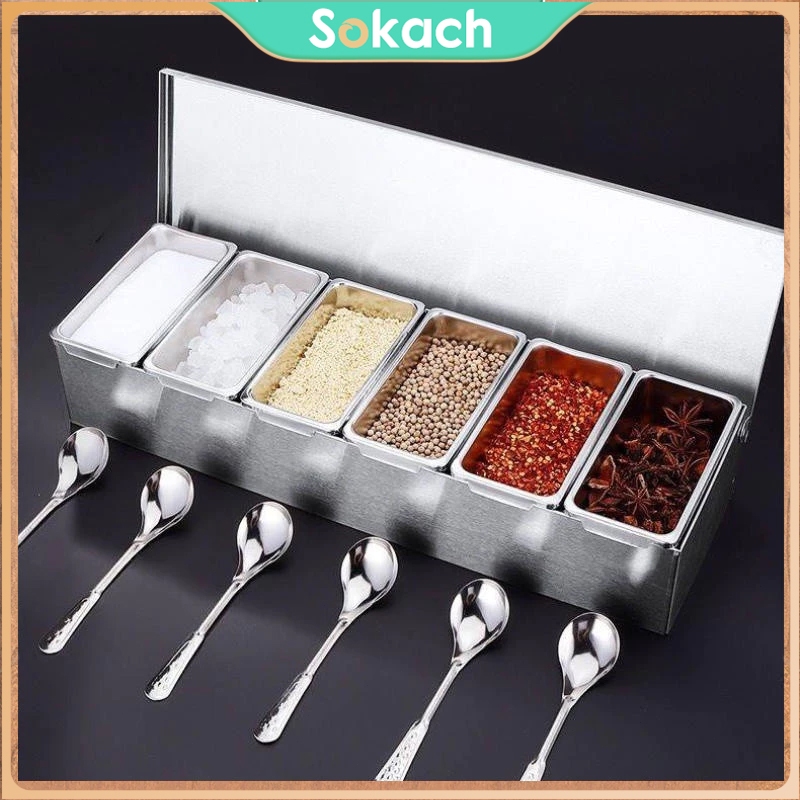 Jual 6 in1 Kotak Bumbu Dapur Kotak Bumbu 6 Pcs Seasoning Box Kotak ...