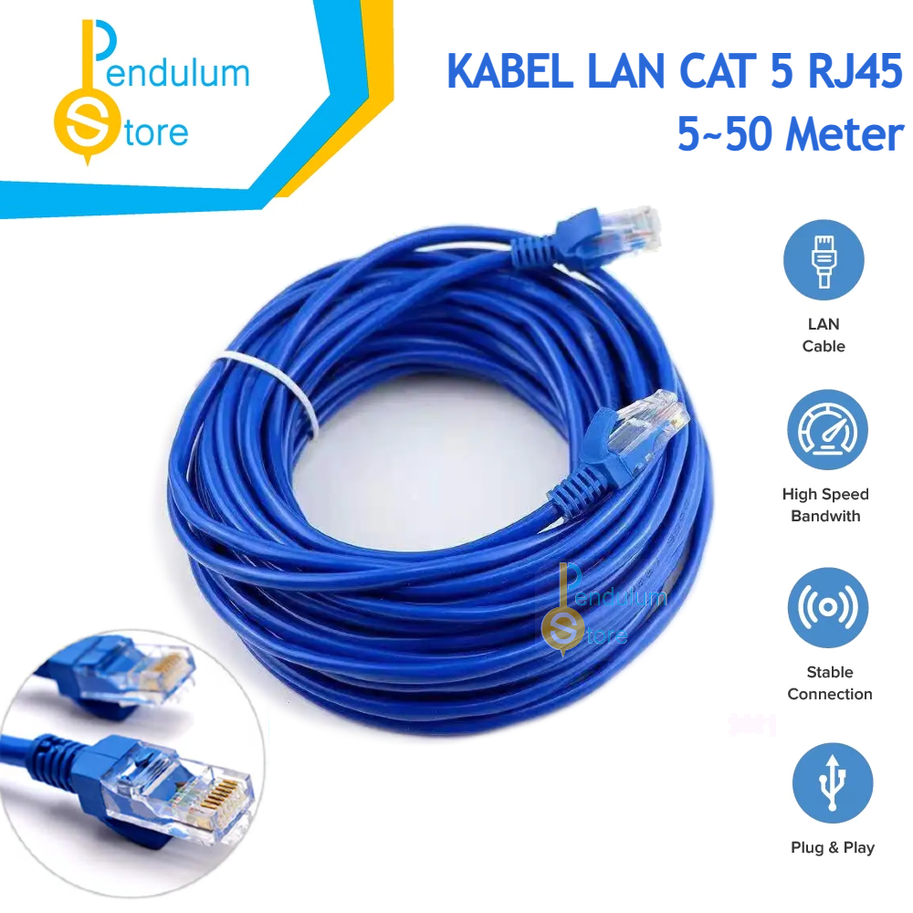 Jual Kabel LAN 5m 10m 15m 20m 25m 30m 40m 50m RJ45 Ethernet Network ...