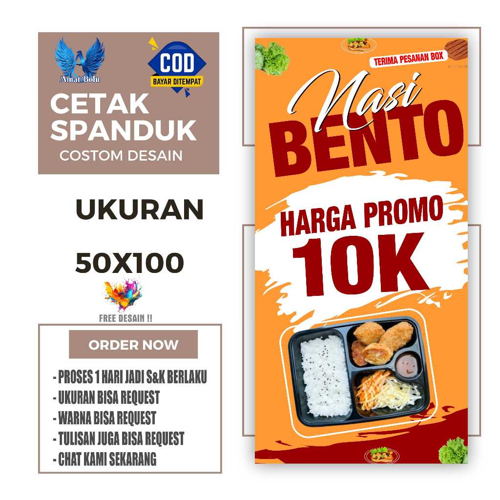 Jual Spanduk Banner NASI BENTO PROMO 10K Bisa Request | Shopee Indonesia