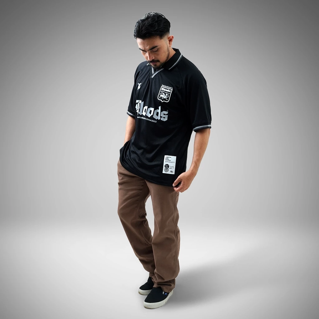 Kaos Jersey Pria Oversize Hitam Premium Drop Needle Streetwear foto 6